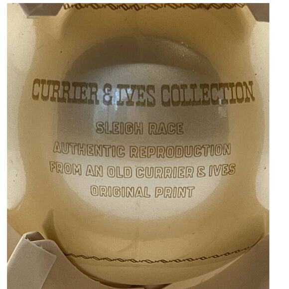 VTG Currier & Ives Sleigh Race Glass Ornament In Box Happy Holidays Collection - Picture 3 of 7